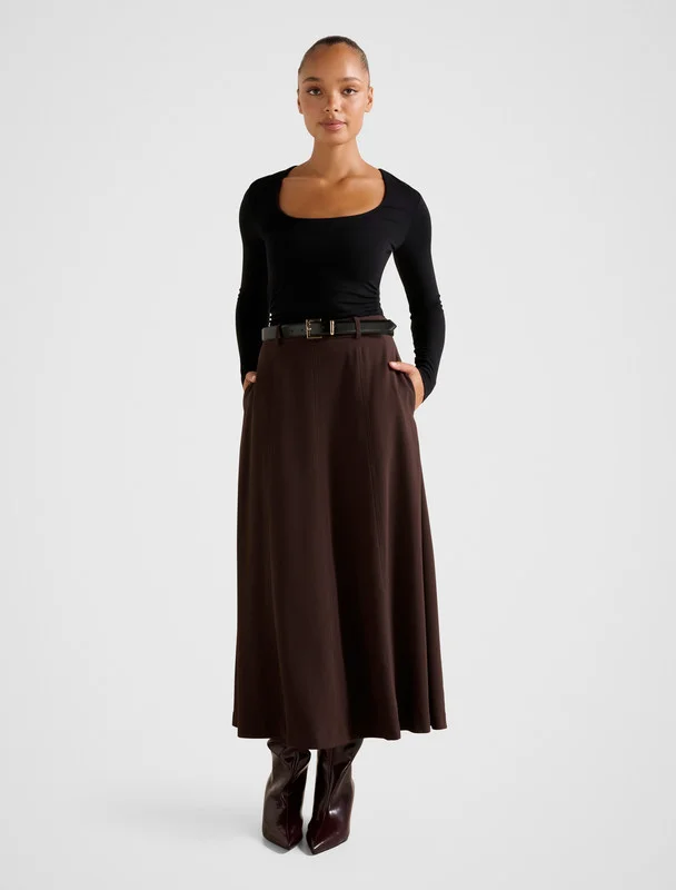 CELINE Belted Midi Skirt
